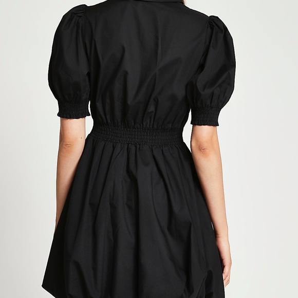 NWT River Island Black Puff Sleeve Mini Shirt Dress Size US 4 (UK 8) - Picture 5 of 10